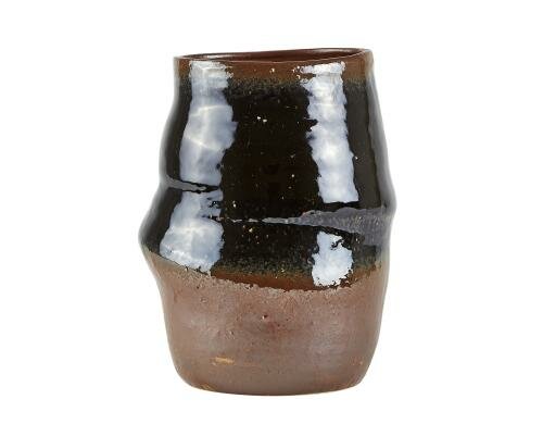 Villa Vase schwarz braun 23cm Keramik, H:23cm, D:17cm, Anzahl 1 Stück