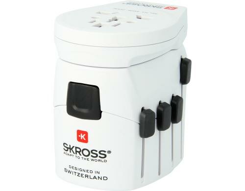 SKROSS World-Reiseadapter Pro World USB 2+3 polige Geräte, Muli-Länder-/USB-Aufsatz