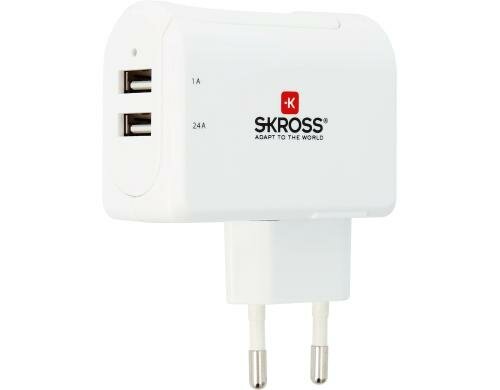 SKROSS Europa USB Charger 2 Port 5V - 4800mA, 100-250V Eingangsspannung