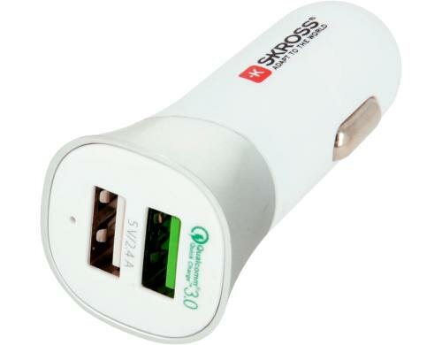 Dual USB Car Charger - Quick Charge 3.0 Doppel-USB Autoladegrät 5.4 A, weiss