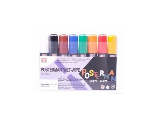 ZIG Boardmarker Posterman WET-WIPE 8 Farben, 15 mm