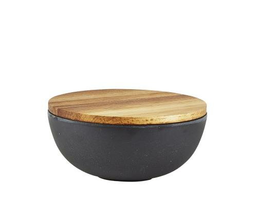 Villa Schüssel mit Deckel schwarz 0.35L D: 14cm H: 6cm, 0.35 L, Bambus Akazienholz