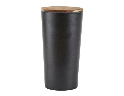 Villa Vorratsdose mit Deckel schwarz 1.6 L D: 12cm H: 23cm, 1.6 L, Bambus Akazienholz