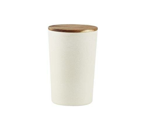 Villa Vorratsdose mit Deckel weiss 1.3 L D: 12cm H: 19cm, 1.3 L, Bambus Akazienholz