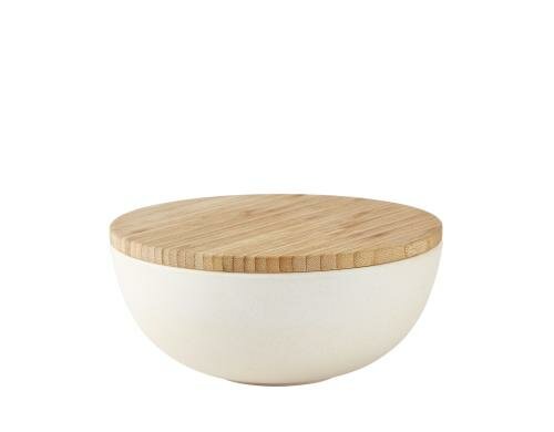 Villa Schüssel mit Deckel Bambus 1.0L D: 19cm H: 8cm, 1.0 L, weiss, Bambus