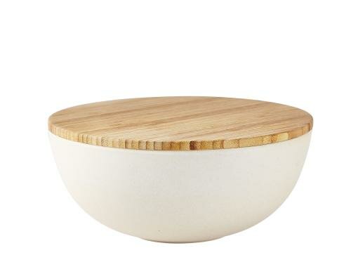 Villa Schüssel mit Deckel Bambus 2.0L D: 24cm H: 10cm, 2.0 L, weiss, Bambus