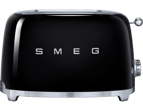 SMEG Toaster 50s schwarz 2 extra breite Toastschlitze, 950 Watt