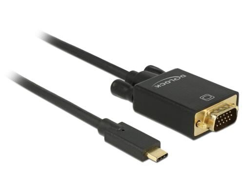 Delock USB-C - VGA Kabel, 2m Schwarz, Auflösung bis 1920 x 1080 @ 60 Hz