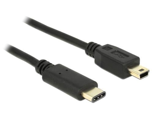 USB2.0-Kabel TypC-MiniB: 2m, schwarz max. 480Mbps, Typ-C, für Mini-B Endgerät