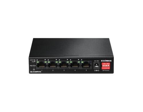 Edimax ES-5104P V2: 8Port FE PoE+  Switch 4xPoE+,Total 60W, Desktop, Lüfterlos