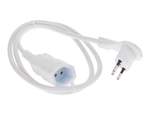 Kunststoff-Verlängerungskabel, 2m, weiss 3-polig, T12/T13, Flachstecker angespritzt