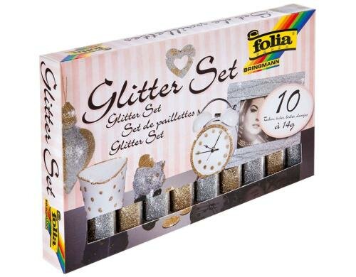 Folia Glitterset Pulver gold/silber Set mit 10 Tuben à 14g