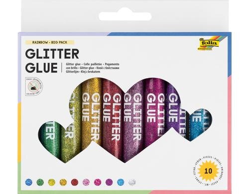 Folia Glitter Glue 10er Set mit 10 Klebestifte à 9.5ml