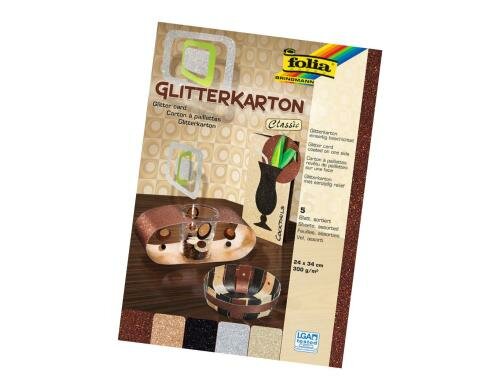 Folia Glitterkarton Classic 5 Blatt à 300g/m2, 24x34cm