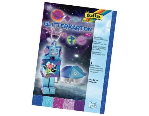 Folia Glitterkarton Ice 5 Blatt à 300g/m2, 24x34cm