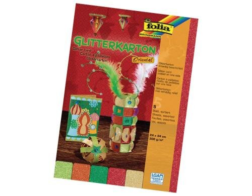 Folia Glitterkarton Oriental 5 Blatt à 300g/m2, 24x34cm