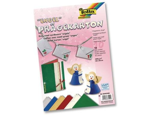 Folia Prägekarton Engel 10 Blatt à 220g/m2, 23x33cm