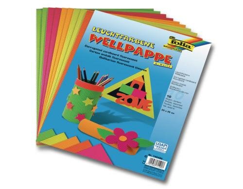 Folia Wellpappe Leuchtfarben 10 Blatt, 25x35 cm
