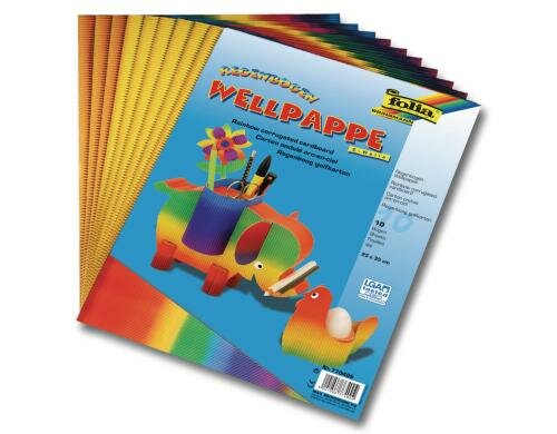 Folia Wellpappe Regenbogen 10 Blatt, 25x35 cm