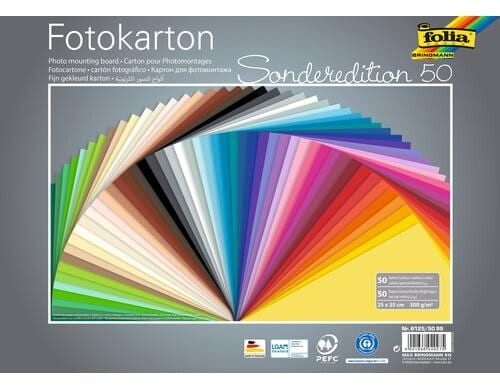 Folia Fotokarton 50er Pack sortiert 50 Stück, 25x35cm