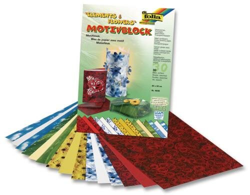 Folia Motivblock Elements & Flowers 30 Blatt, 24x34cm