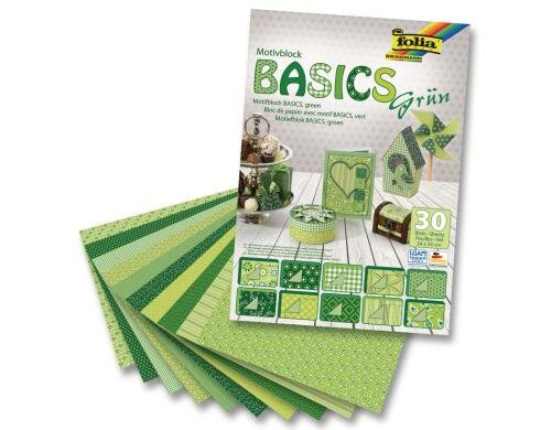 Folia Motivblock Basics grün 30 Blatt, 24x34cm