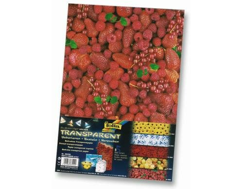 Folia Transparentpapier Fruits & Flowers 5 Motive sortiert, 23x33cm