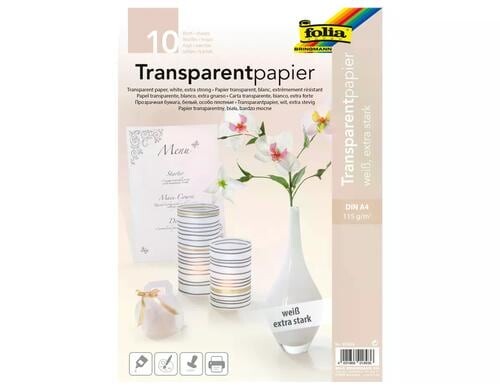 Folia Transparentpapier extra stark weiss 10 Blatt, 21x29.7cm