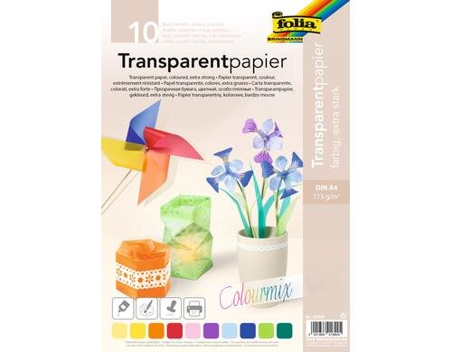 Folia Transparentpapier extra stark bunt 10 Blatt, 21x29.7cm