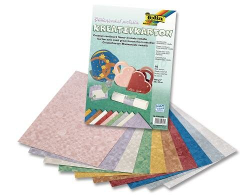 Folia Kreativkarton Blütenbrokat 10 Blatt à 230g/m2, 23x33cm