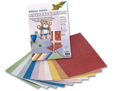 Folia Kreativkarton Jutefaser 10 Blatt à 230g/m2, 23x33cm