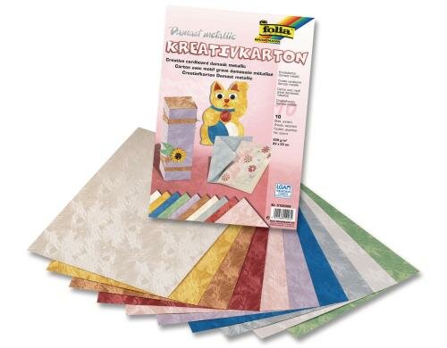 Folia Kreativkarton Damast 10 Blatt à 230g/m2, 23x33cm