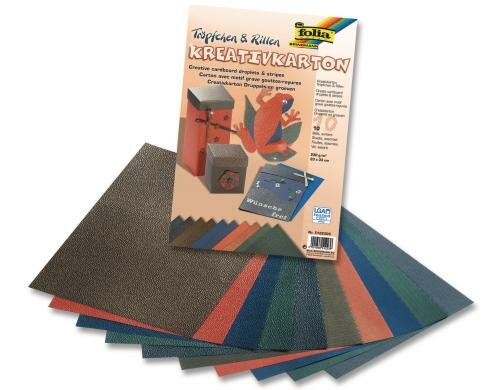 Folia Kreativkarton Tröpfchen/Rillen 10 Blatt à 230g/m2, 23x33cm