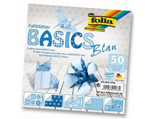 Folia Faltblätter Basics blau 50 Blatt à 75g/m2, 15x15cm