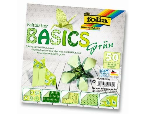 Folia Faltblätter Basics grün 50 Blatt à 75g/m2, 15x15cm