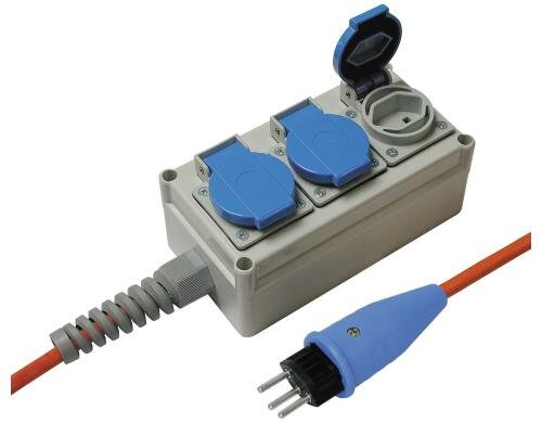 STEFFEN STEBA KU-Nass Steckerleiste 3xT13 grau, mit Schalter, 5m Kabel 3x1.5 mm2