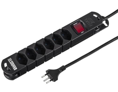STEFFEN STEBA VARIABL Steckerleiste 6xT13 schwarz, mit Schalter, 3m Kabel
