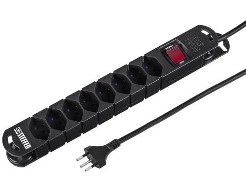 STEFFEN STEBA VARIABL Steckerleiste 8xT13 schwarz, mit Schalter, 3m Kabel