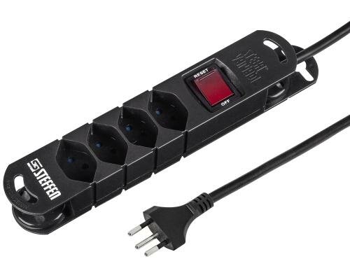 STEFFEN STEBA VARIABL Steckerleiste 4xT13 schwarz, mit Schalter, 5m Kabel