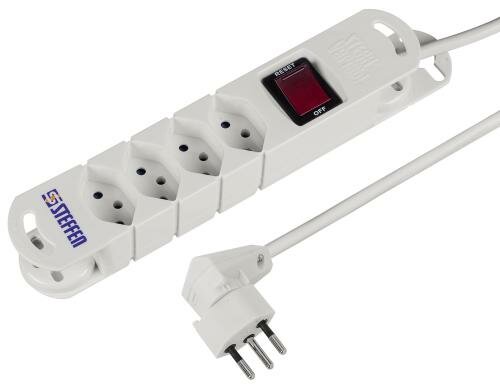 STEFFEN STEBA VARIABL Steckerleiste 4xT13 weiss, mit Schalter, 3m Kabel Drehstecker