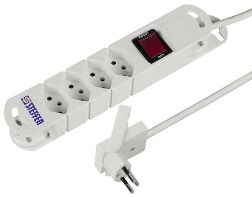 STEFFEN STEBA VARIABL Steckerleiste 4xT13 weiss, mit Schalter, 3m Kabel Flachstecker