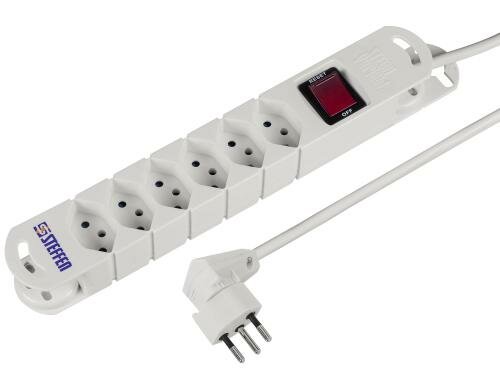 STEFFEN STEBA VARIABL Steckerleiste 6xT13 weiss, mit Schalter, 3m Kabel Drehstecker