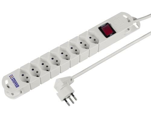 STEFFEN STEBA VARIABL Steckerleiste 8xT13 weiss, mit Schalter, 3m Kabel Drehstecker