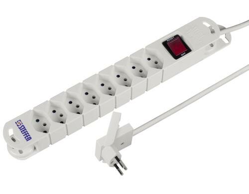 STEFFEN STEBA VARIABL Steckerleiste 8xT13 weiss, mit Schalter, 3m Kabel Flachstecker