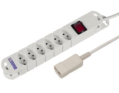 STEFFEN STEBA VARIABL Steckerleiste 6xT13 weiss, mit Schalter, 5m Kabel C14 Stecker
