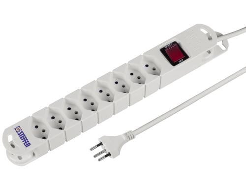 STEFFEN STEBA VARIABL Steckerleiste 8xT13 weiss, mit Schalter, 5m Kabel
