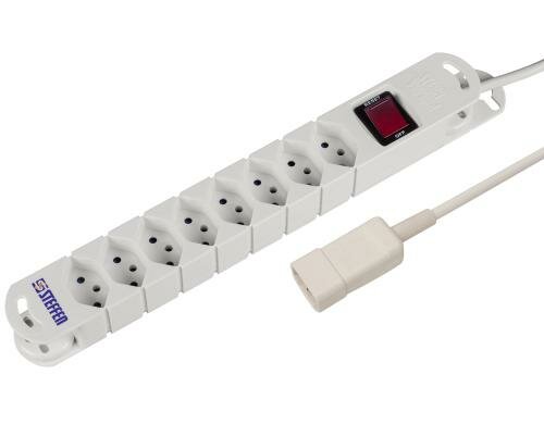 STEFFEN STEBA VARIABL Steckerleiste 8xT13 weiss, mit Schalter, 5m Kabel C14 Stecker