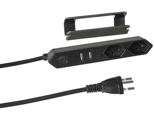 STEFFEN STEBA IQ 2xT13 2xUSB 2.1A 1.5m Td Kabel, Clip-Befestiung, schwarz