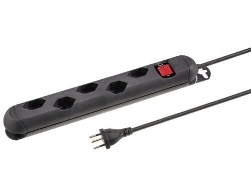 STEFFEN STEBA STRONG Steckerleiste 5xT13 Steckdosen quer, schwarz, 5m Kabel