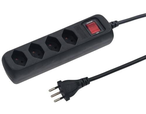 STEFFEN POWER EASY Steckerleiste 4xT13 schwarz, mit Schalter, 1.5m Kabel